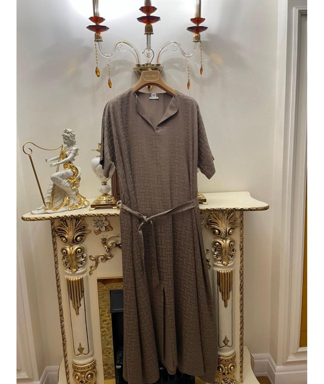 HERMES Бежевое шелковое повседневное платье, фото 6