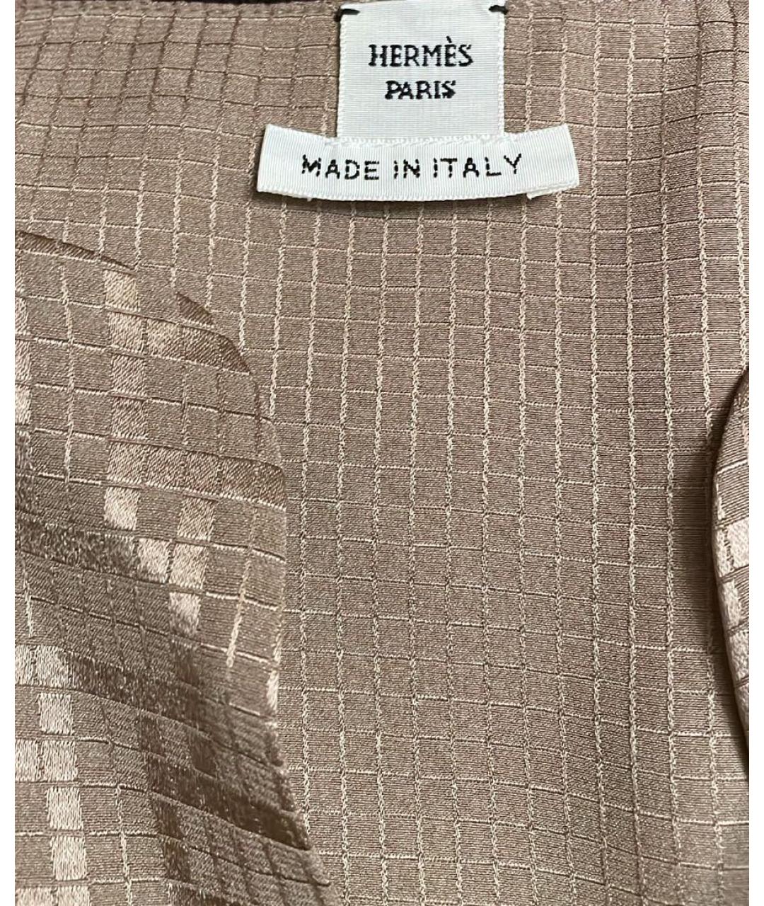 HERMES Бежевое шелковое повседневное платье, фото 5
