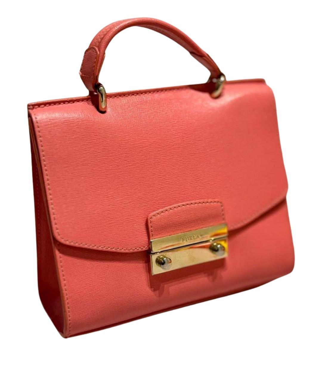 FURLA Коралловая кожаная сумка с короткими ручками, фото 1