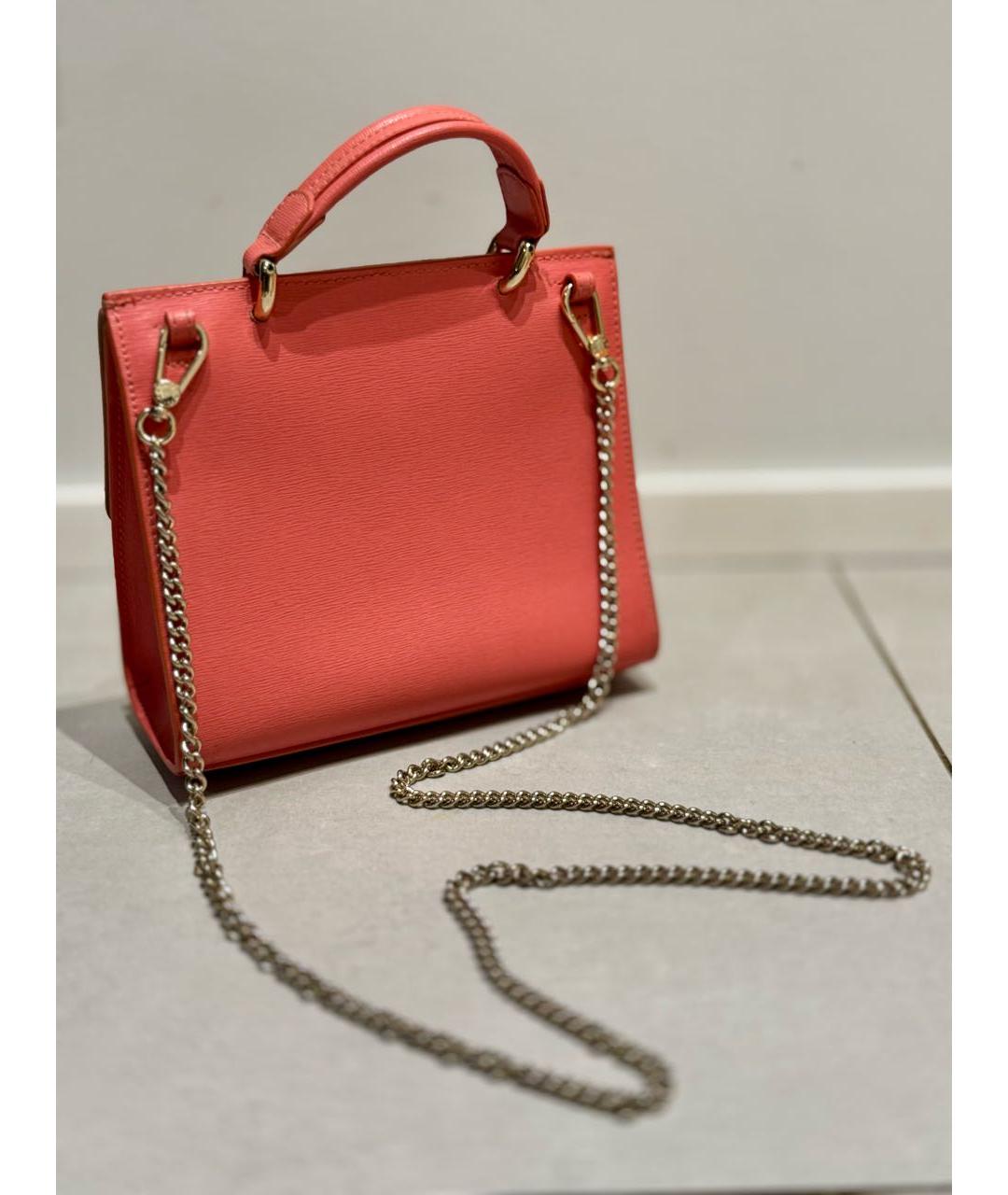 FURLA Коралловая кожаная сумка с короткими ручками, фото 5