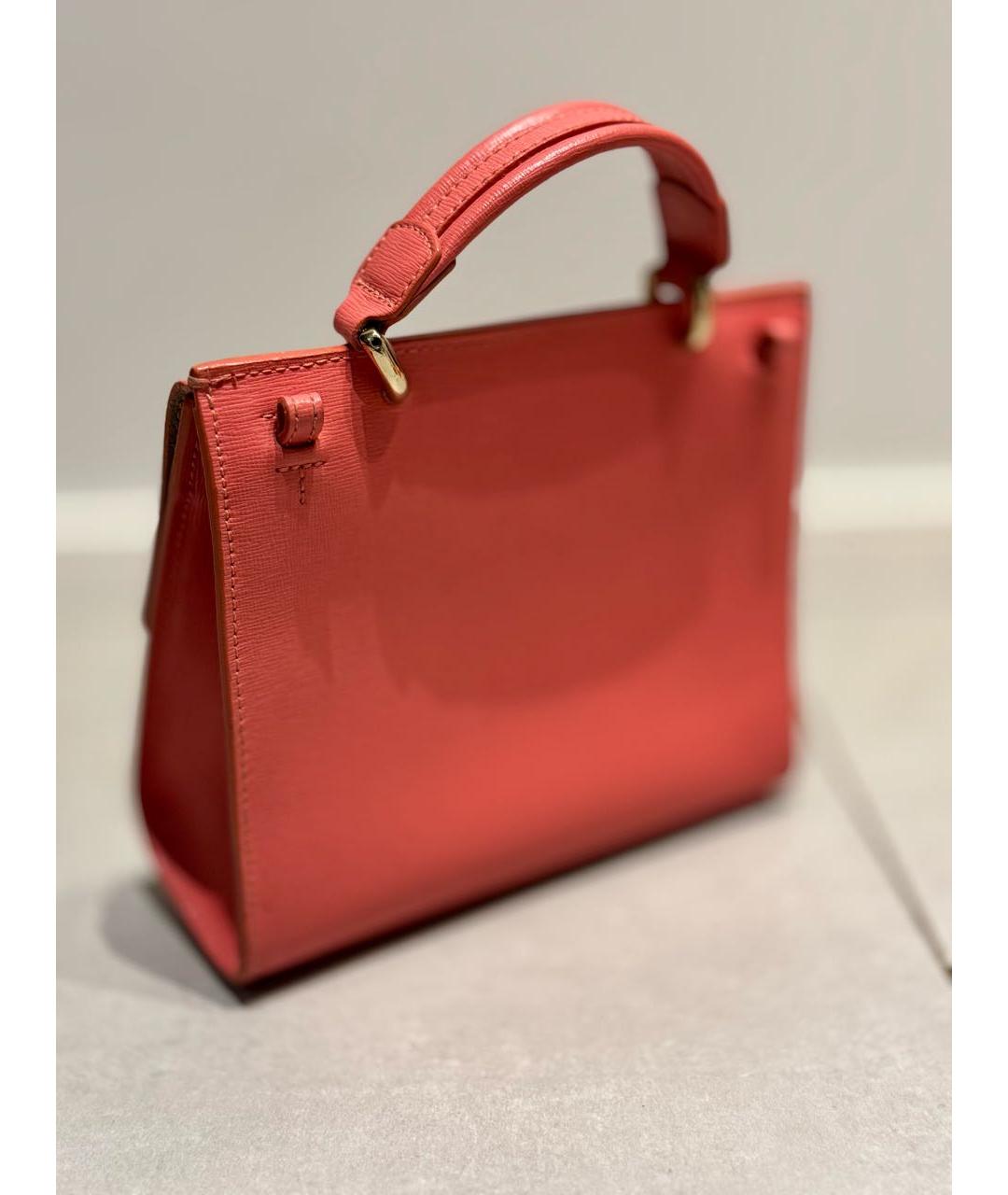 FURLA Коралловая кожаная сумка с короткими ручками, фото 3