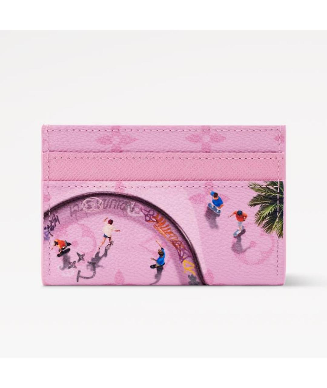 LOUIS VUITTON Розовый кожаный кардхолдер, фото 5