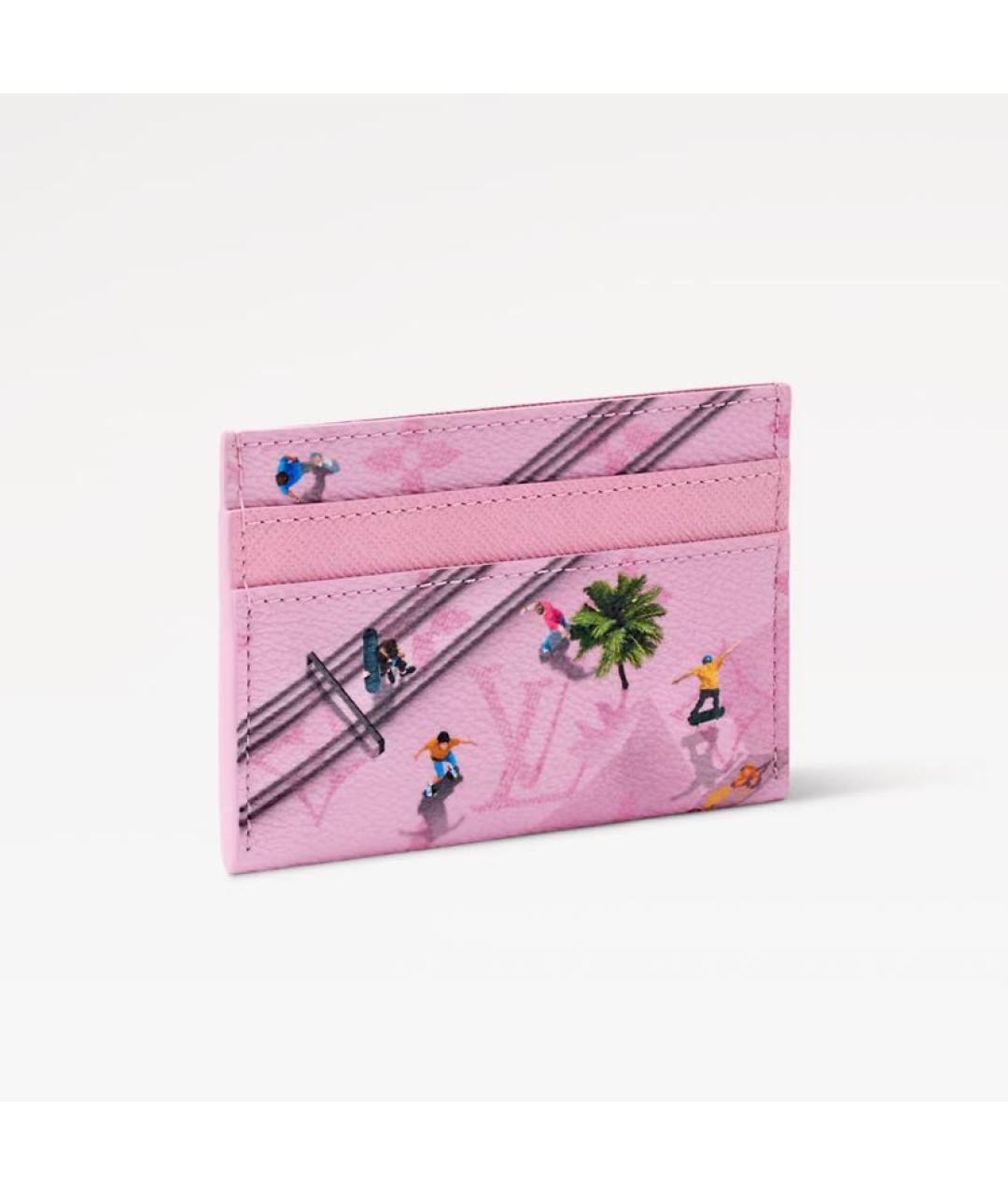LOUIS VUITTON Розовый кожаный кардхолдер, фото 2