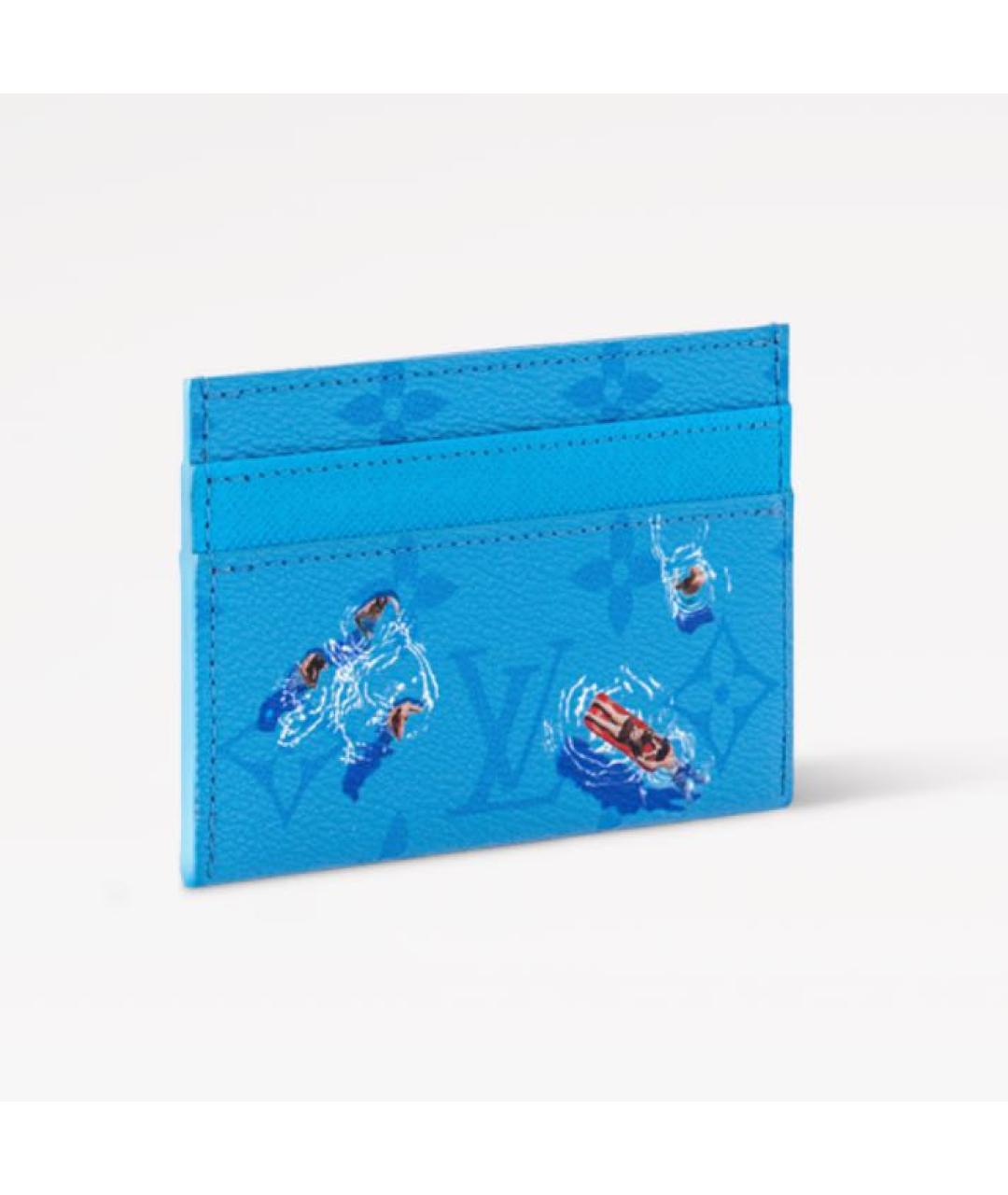 LOUIS VUITTON Голубой кожаный кардхолдер, фото 2