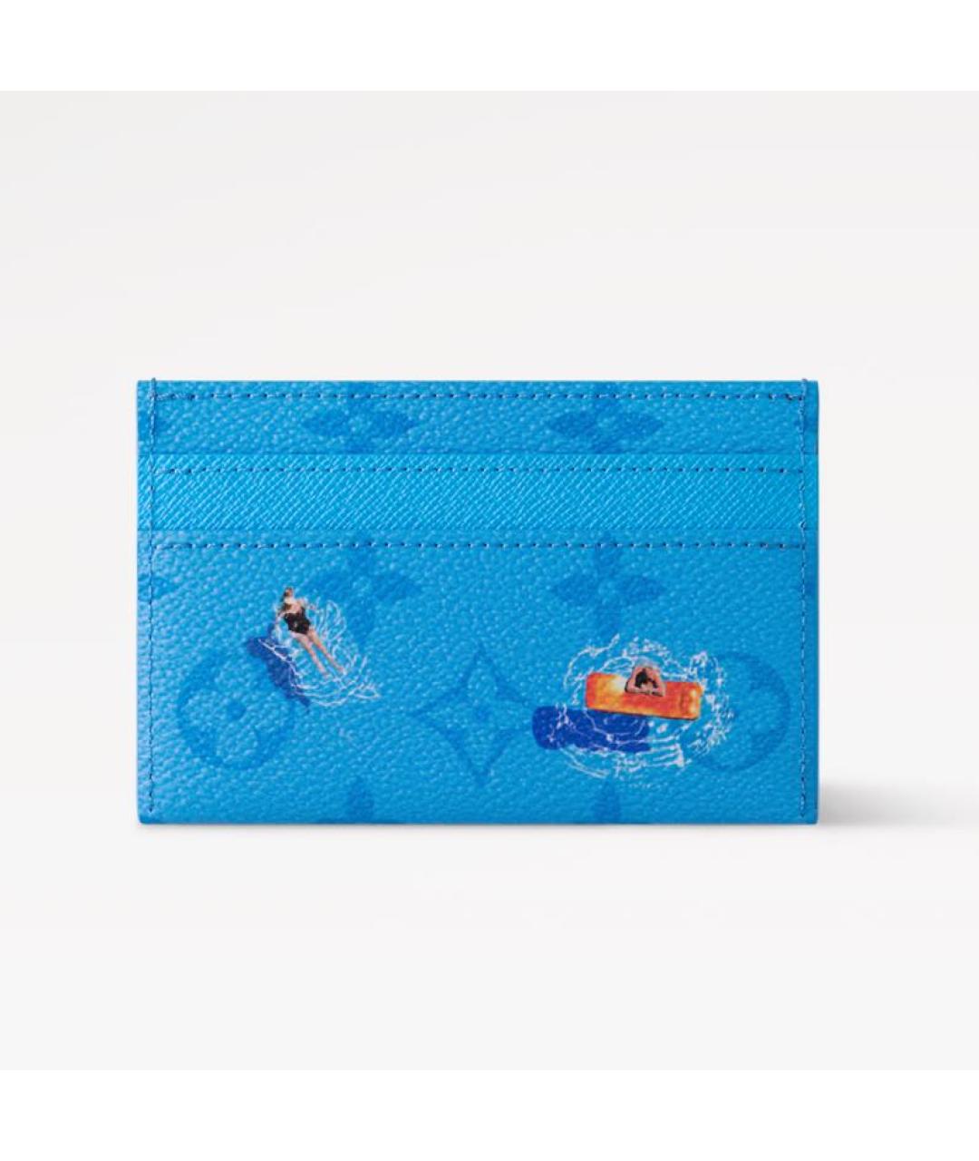LOUIS VUITTON Голубой кожаный кардхолдер, фото 5