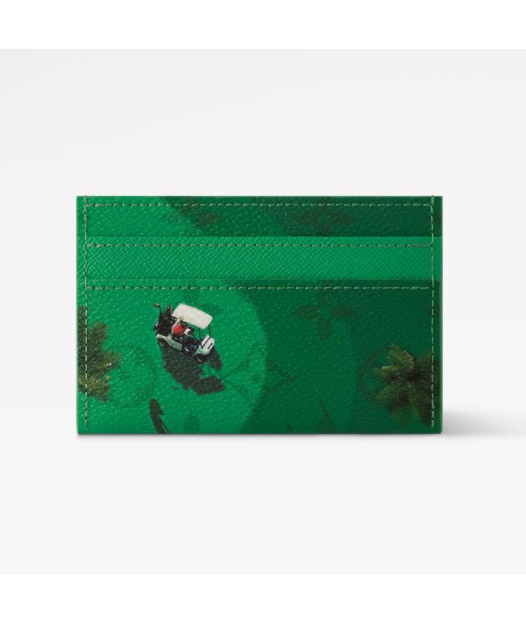 LOUIS VUITTON Зеленый кожаный кардхолдер, фото 5