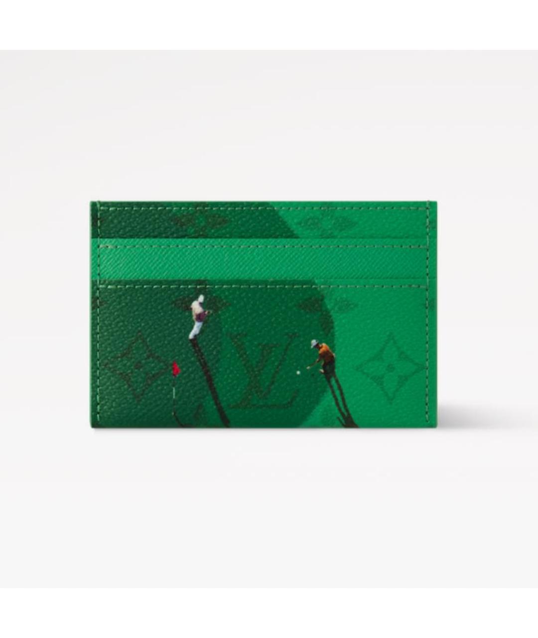 LOUIS VUITTON Зеленый кожаный кардхолдер, фото 6