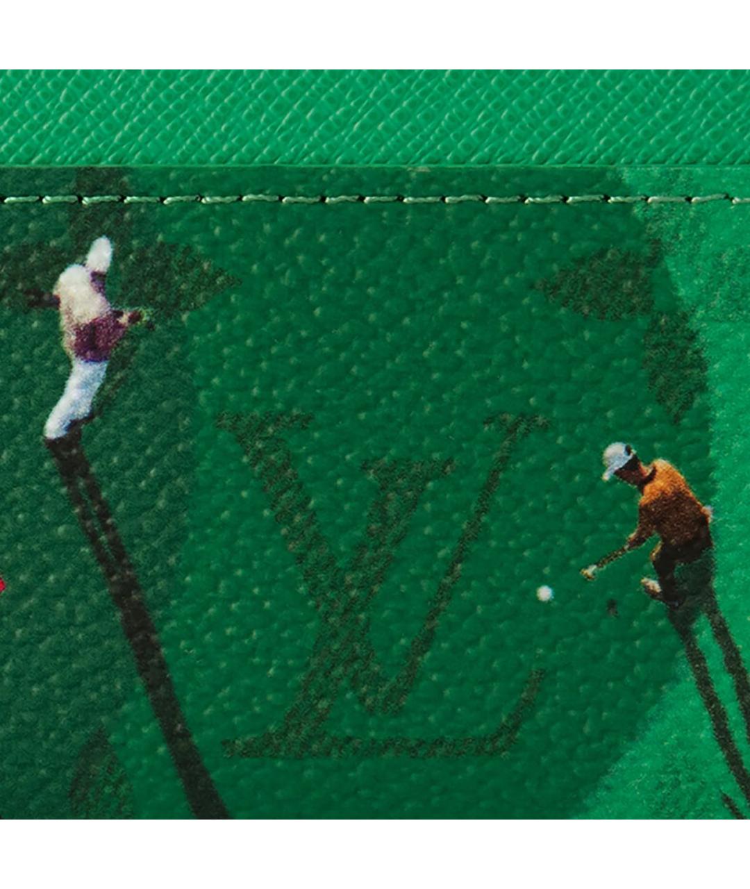LOUIS VUITTON Зеленый кожаный кардхолдер, фото 4