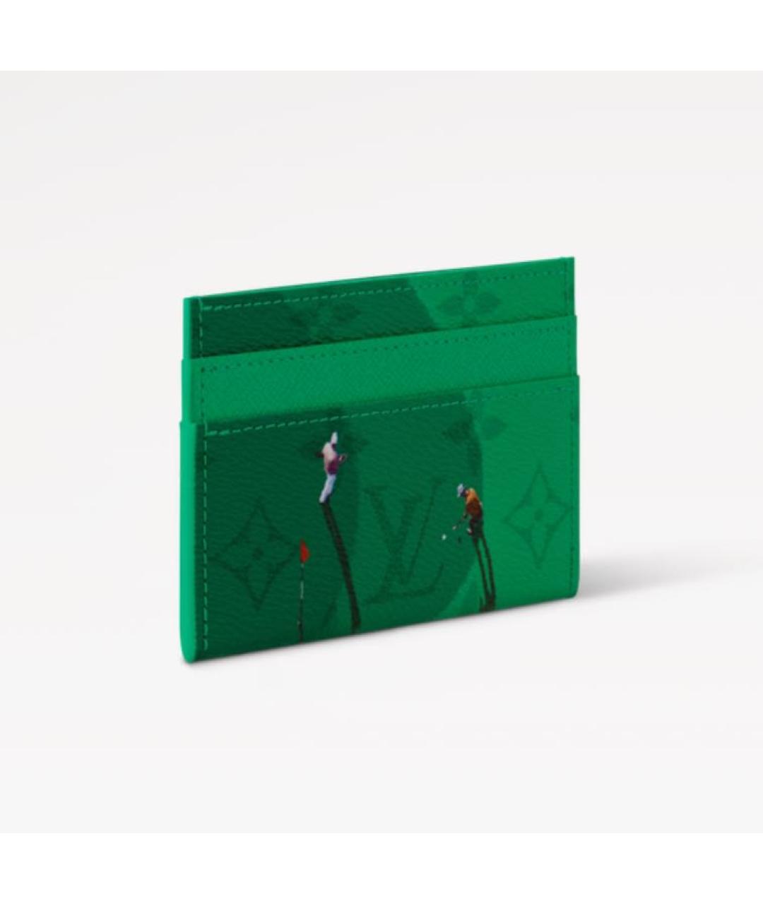 LOUIS VUITTON Зеленый кожаный кардхолдер, фото 2
