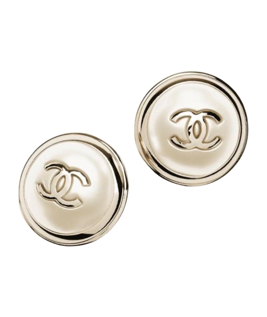 CHANEL Бежевые металлические клипсы, фото 1