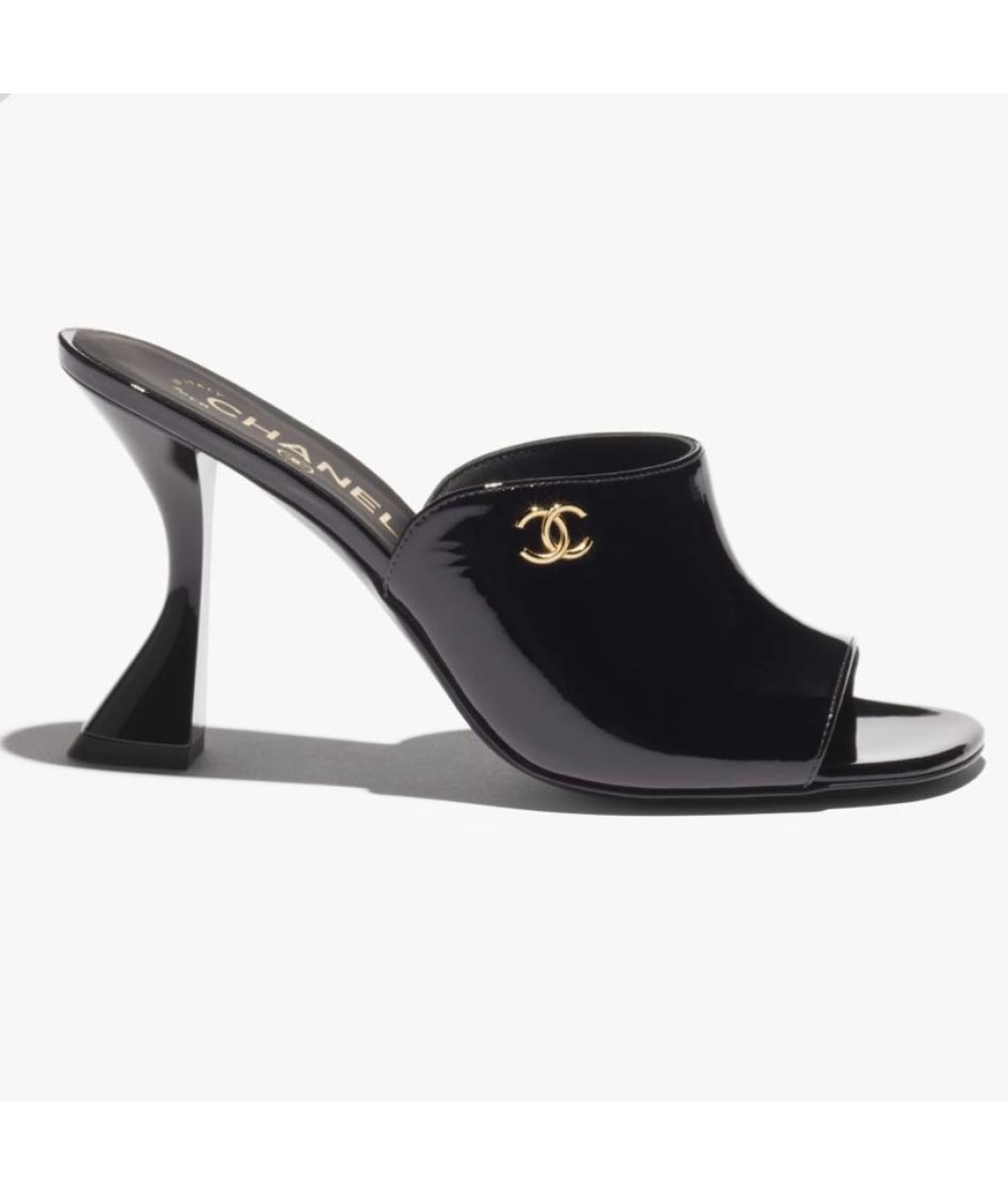 CHANEL Черные мюли из лакированной кожи, фото 4