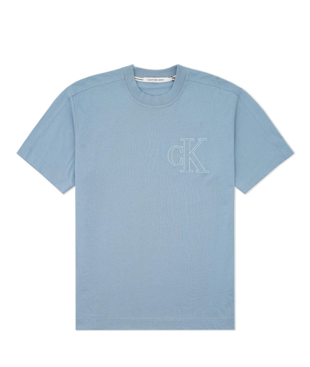 CALVIN KLEIN Голубая хлопковая футболка, фото 1