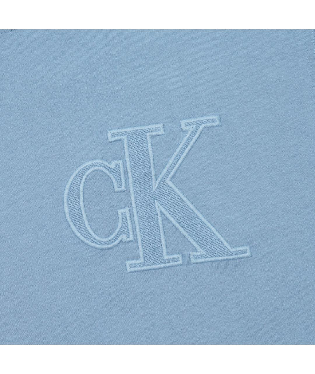 CALVIN KLEIN Голубая хлопковая футболка, фото 3