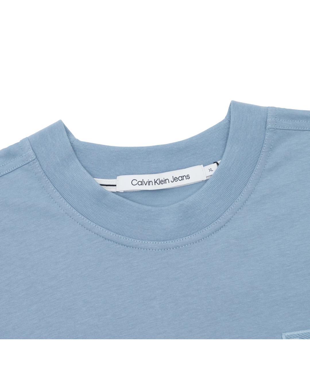 CALVIN KLEIN Голубая хлопковая футболка, фото 2
