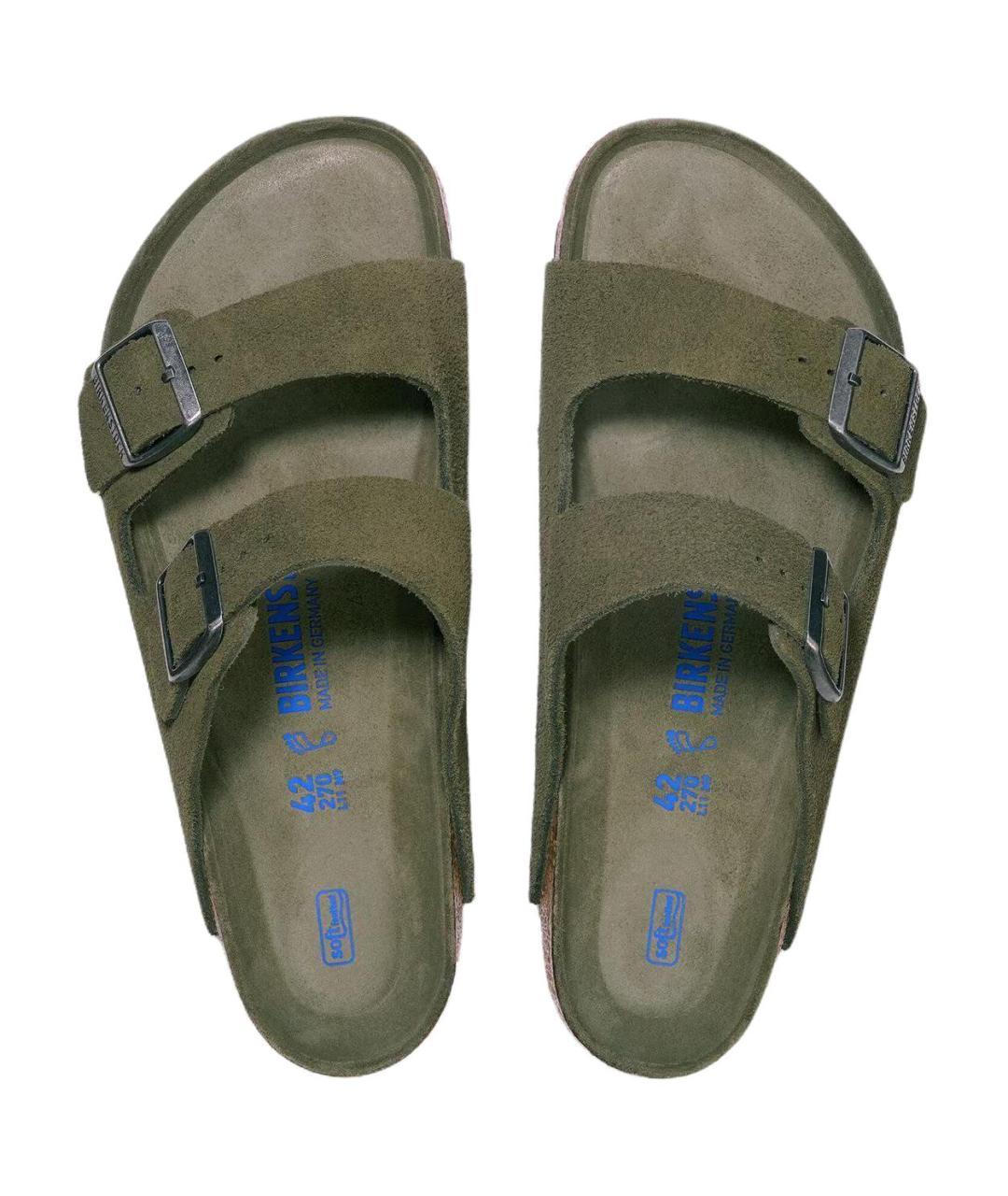 BIRKENSTOCK Зеленые нубуковые сандалии, фото 4