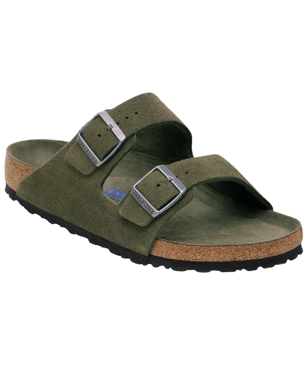 BIRKENSTOCK Зеленые нубуковые сандалии, фото 2