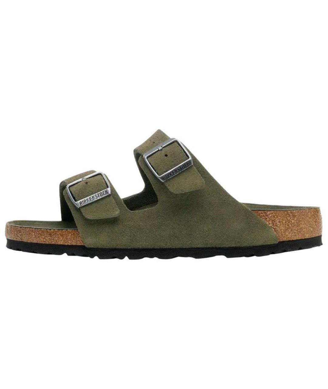 BIRKENSTOCK Зеленые нубуковые сандалии, фото 6