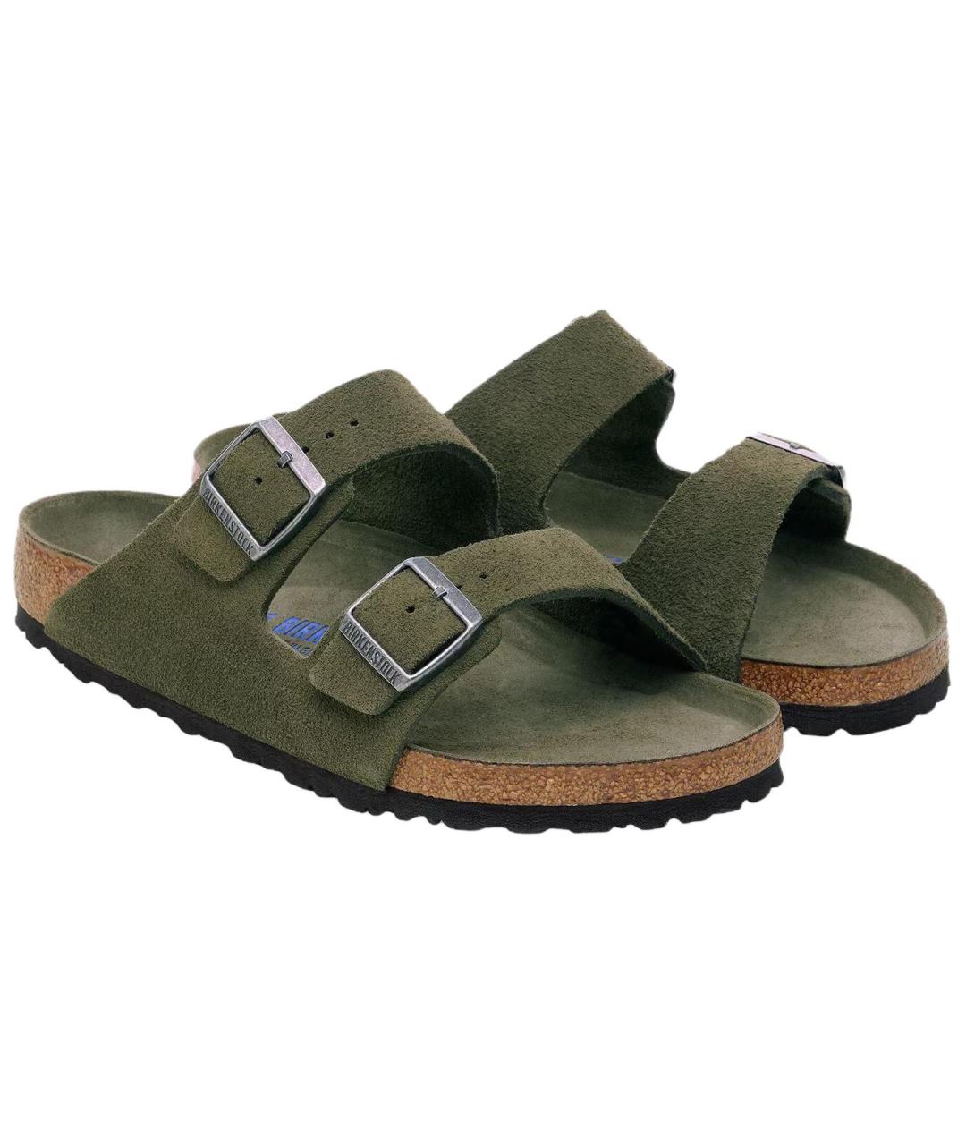 BIRKENSTOCK Зеленые нубуковые сандалии, фото 3
