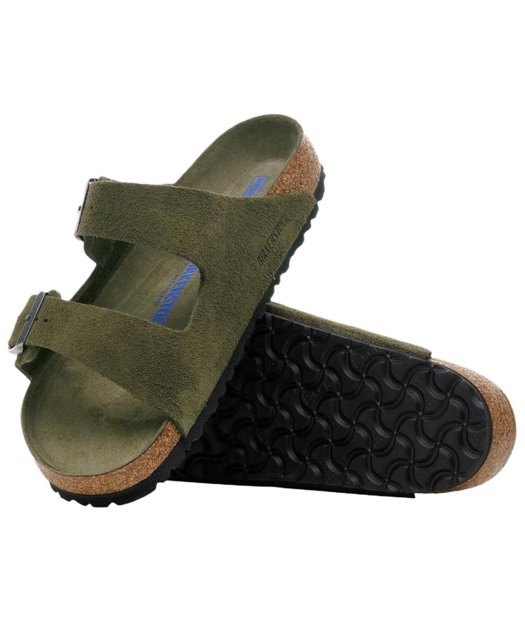 BIRKENSTOCK Зеленые нубуковые сандалии, фото 5