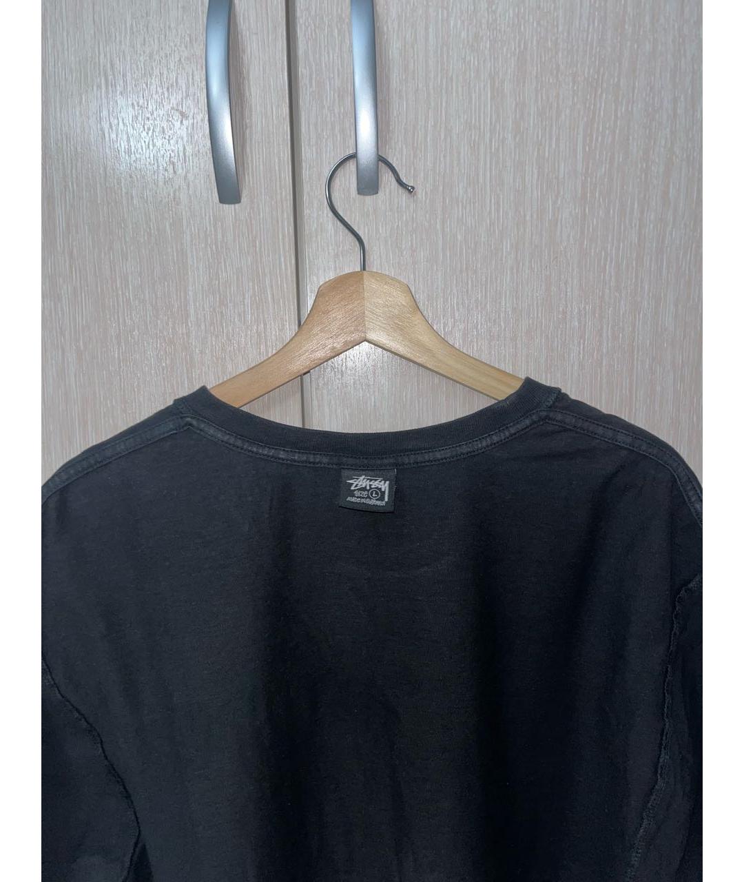 STUSSY Черная хлопковая футболка, фото 3