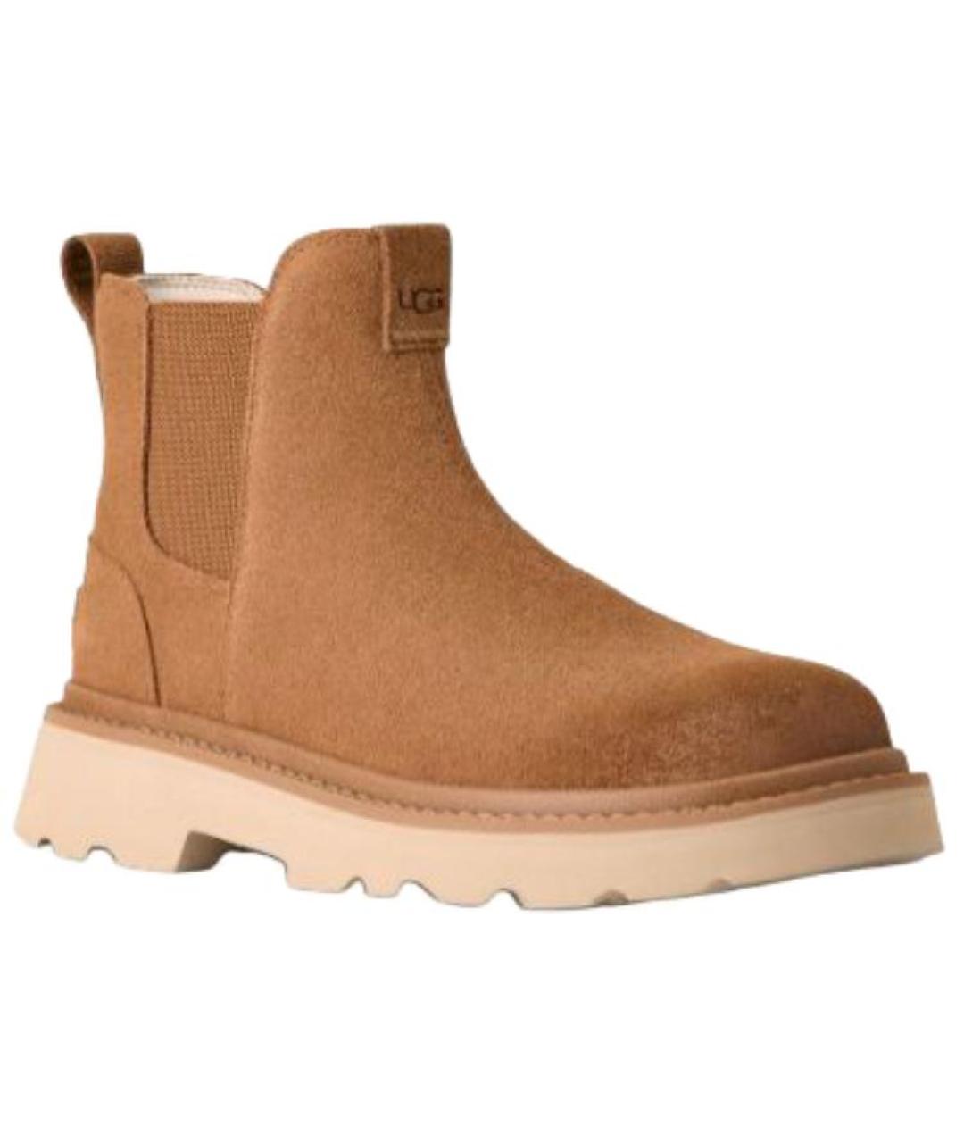 UGG AUSTRALIA Коричневые кожаные низкие ботинки, фото 3