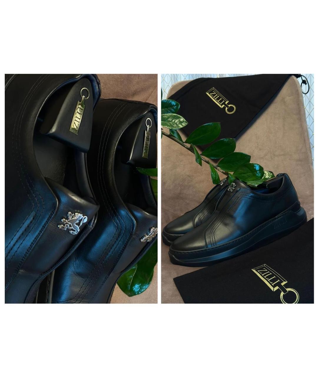 ZILLI Черные кожаные слипоны, фото 5