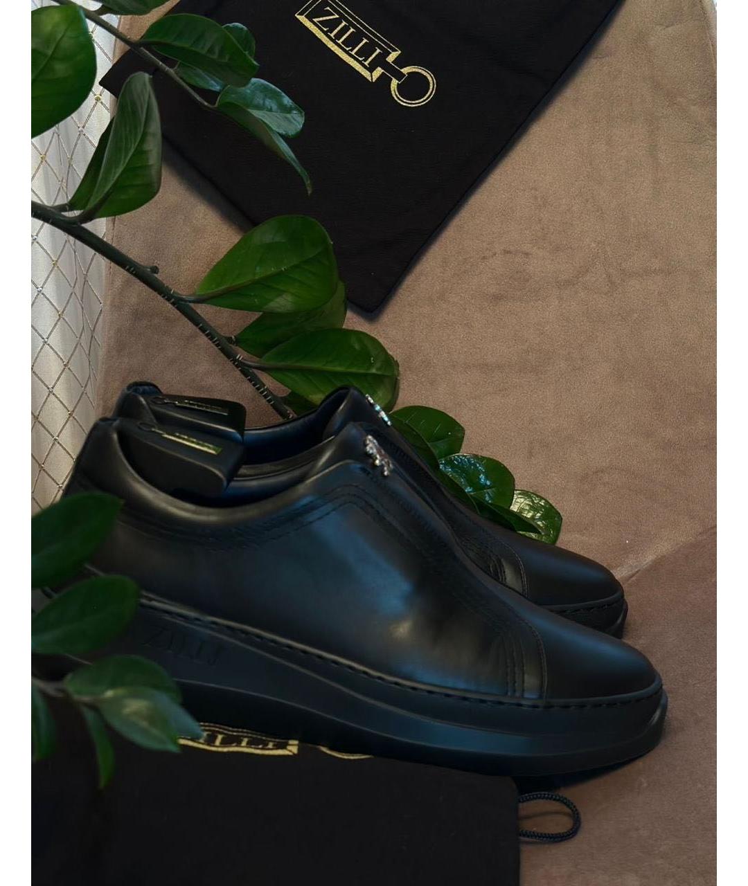 ZILLI Черные кожаные слипоны, фото 9