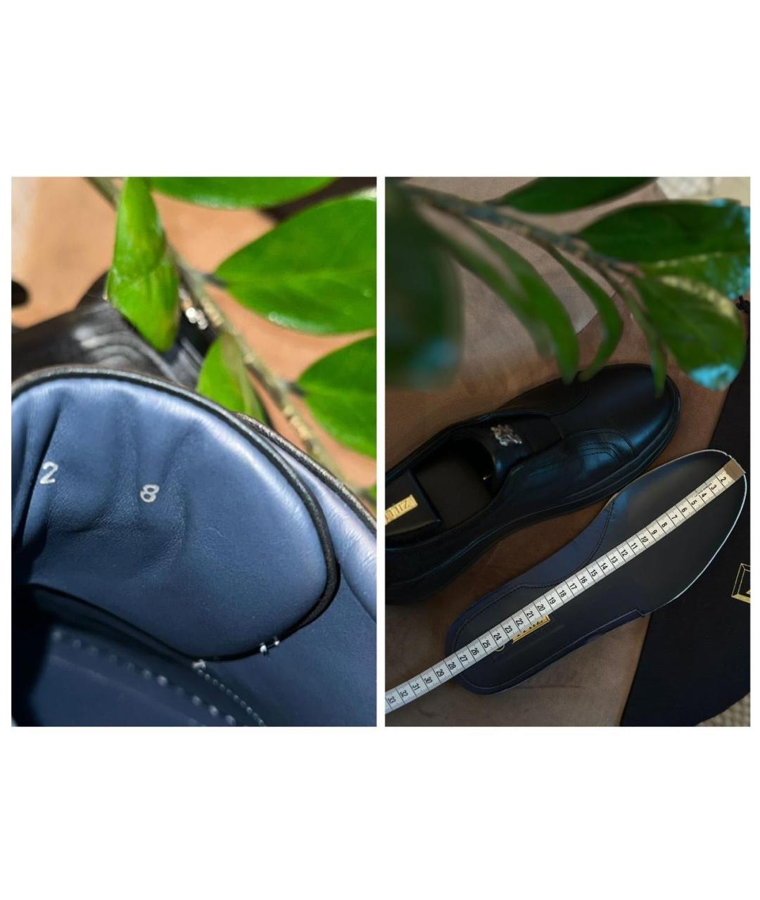 ZILLI Черные кожаные слипоны, фото 8