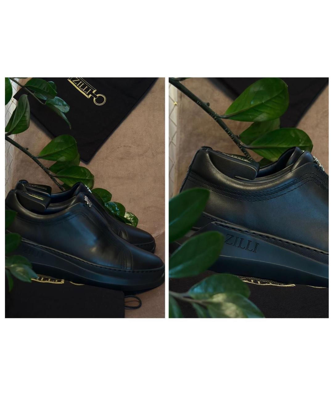 ZILLI Черные кожаные слипоны, фото 6