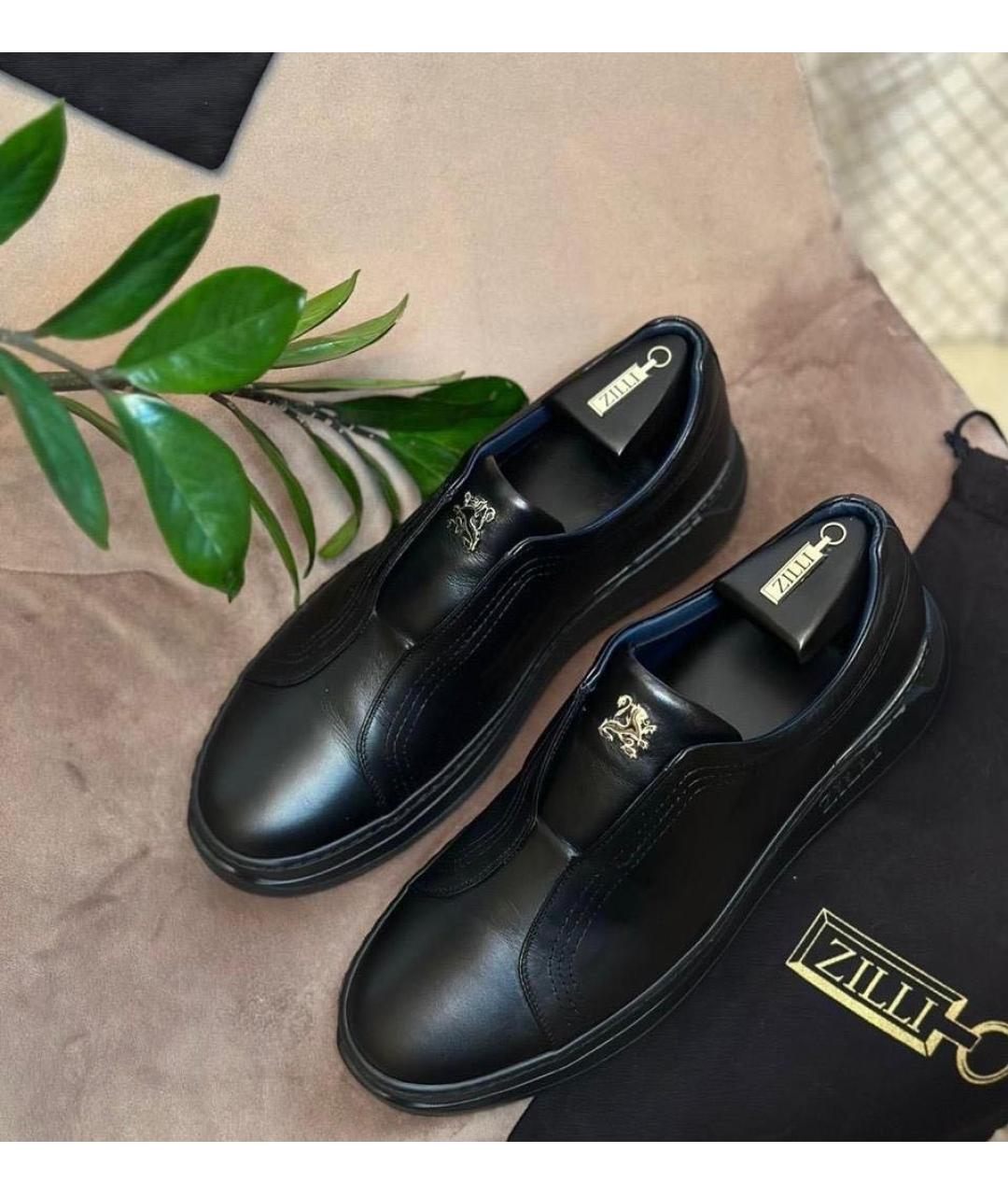 ZILLI Черные кожаные слипоны, фото 7