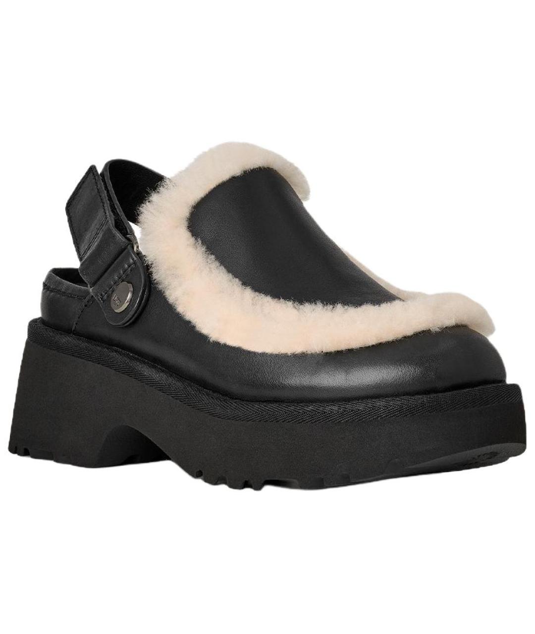 UGG AUSTRALIA Черные кожаные мюли, фото 3