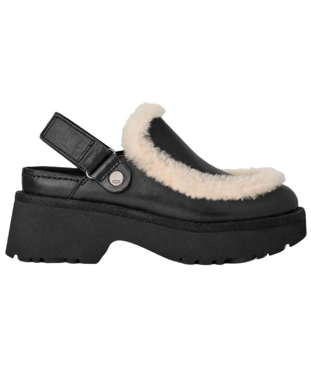 UGG AUSTRALIA Черные кожаные мюли, фото 1