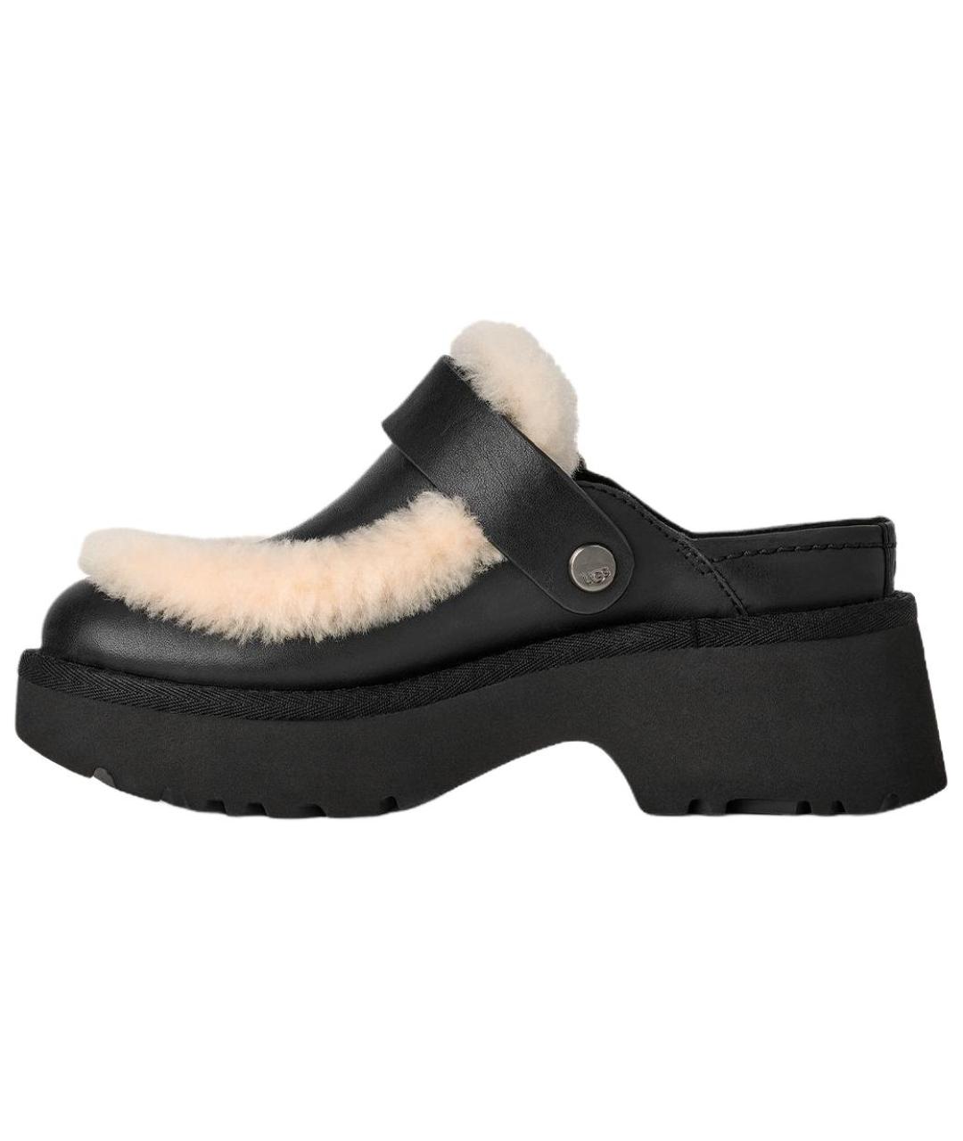 UGG AUSTRALIA Черные кожаные мюли, фото 2