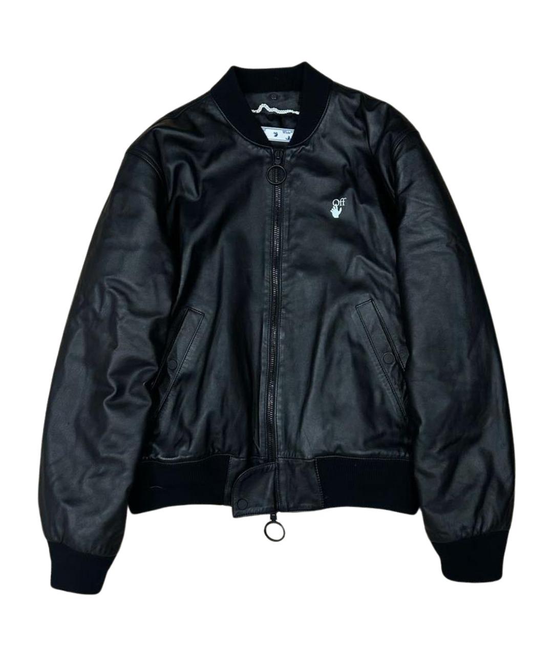 OFF-WHITE Черная кожаная куртка, фото 1