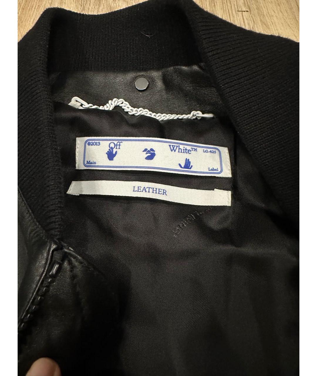 OFF-WHITE Черная кожаная куртка, фото 3