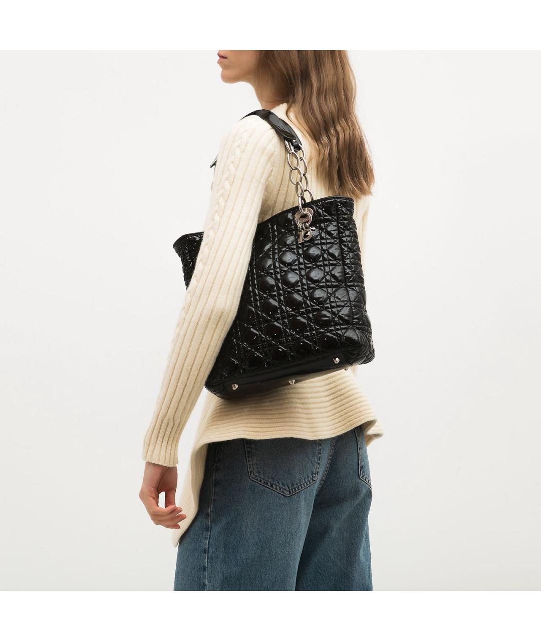 CHRISTIAN DIOR Черная кожаная сумка через плечо, фото 7