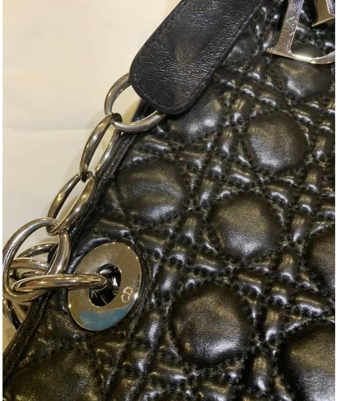 CHRISTIAN DIOR Черная кожаная сумка через плечо, фото 2