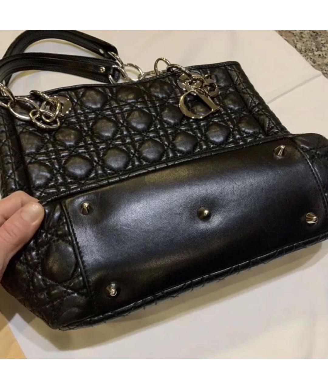 CHRISTIAN DIOR Черная кожаная сумка через плечо, фото 4