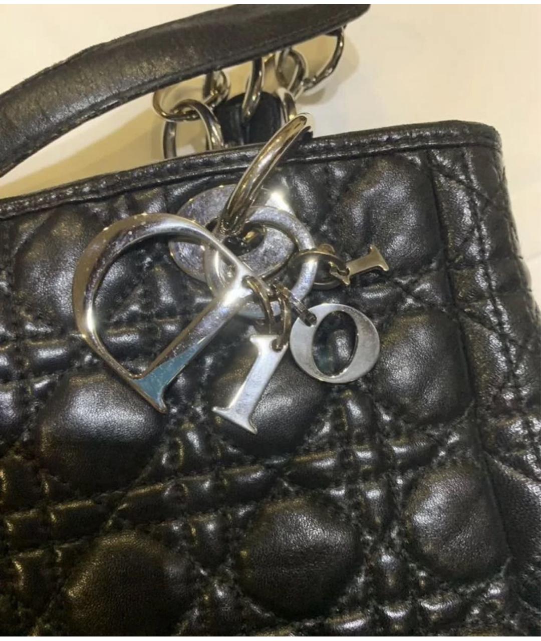CHRISTIAN DIOR Черная кожаная сумка через плечо, фото 3