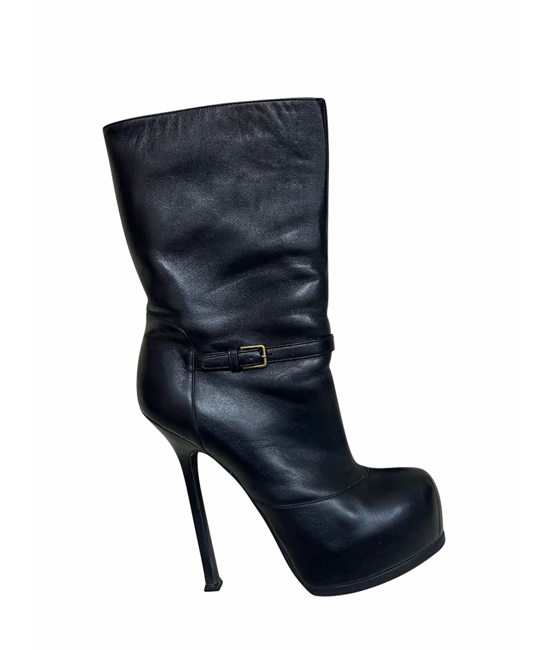 YVES SAINT LAURENT VINTAGE Черные кожаные сапоги, фото 1