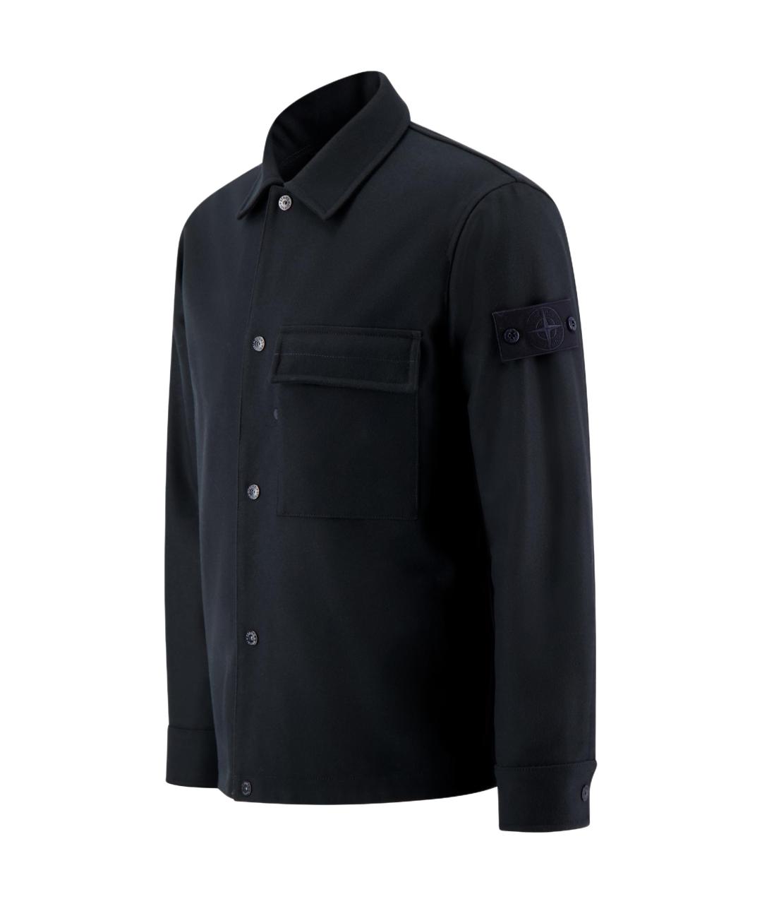 STONE ISLAND Темно-синяя хлопковая кэжуал рубашка, фото 3