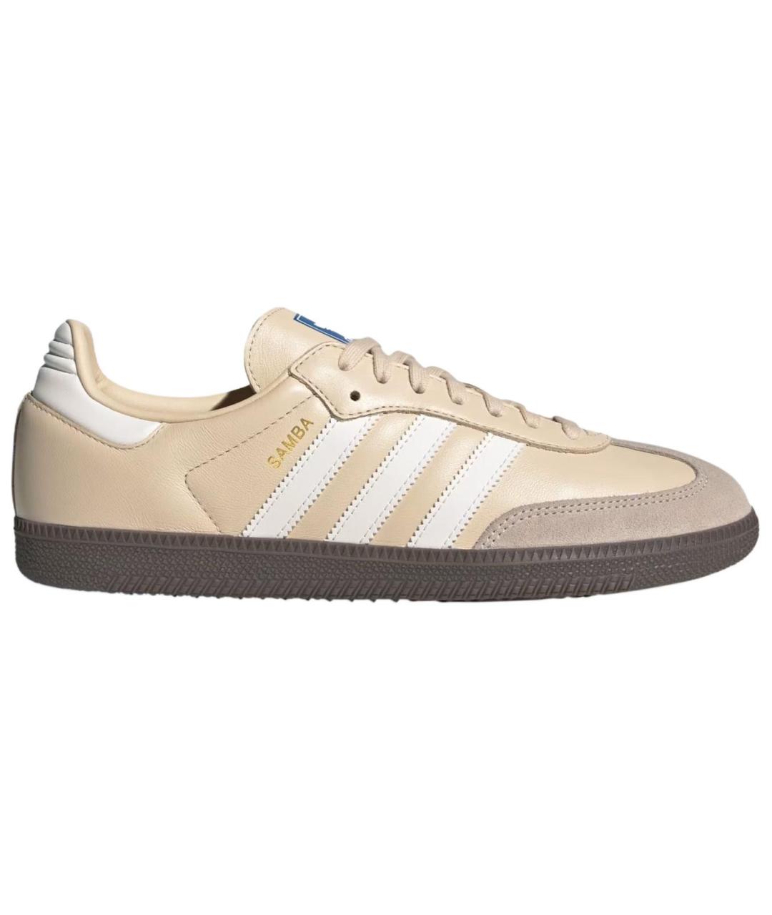 ADIDAS Бежевые кожаные кеды, фото 1