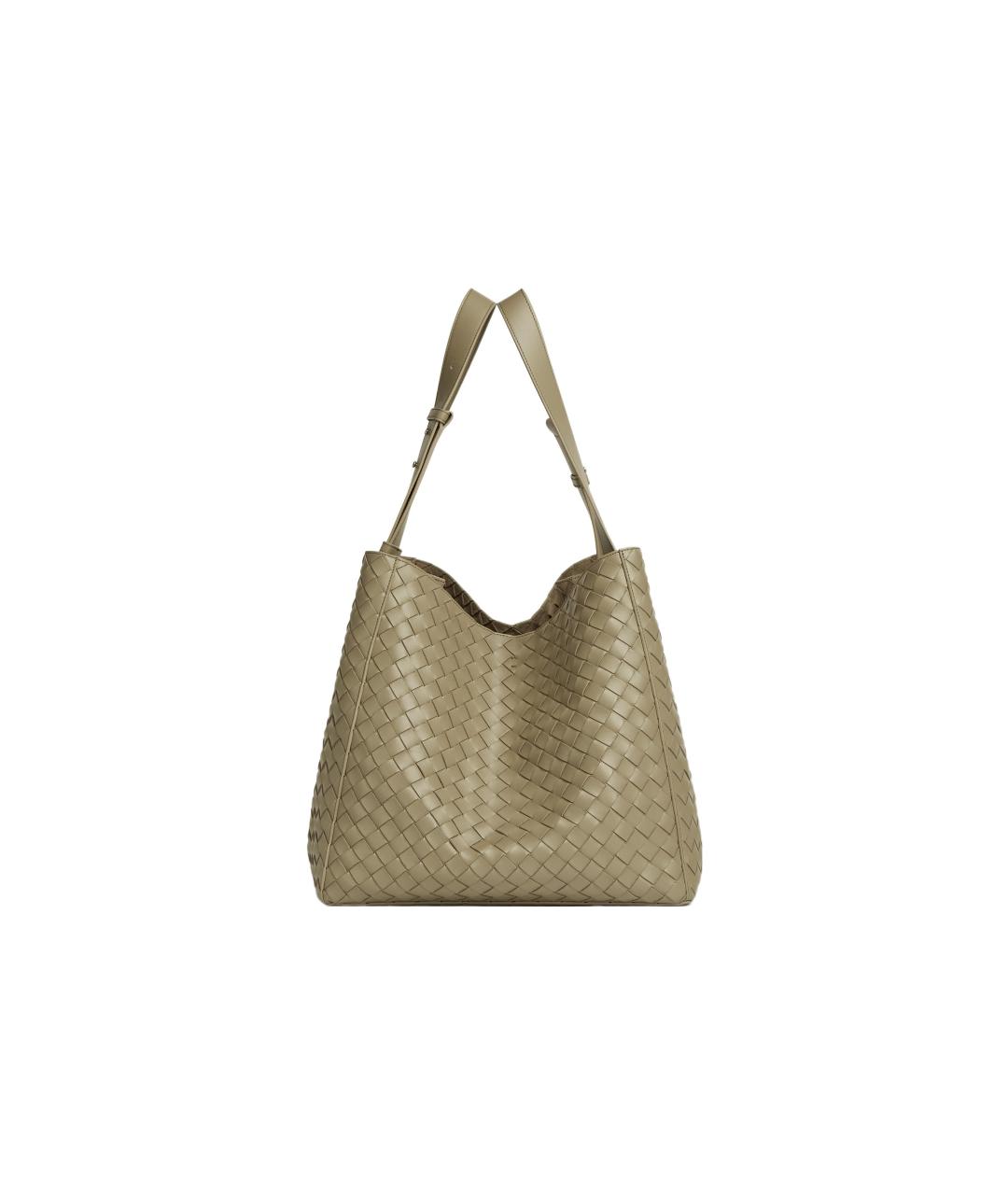 BOTTEGA VENETA Бежевая кожаная сумка на плечо, фото 2