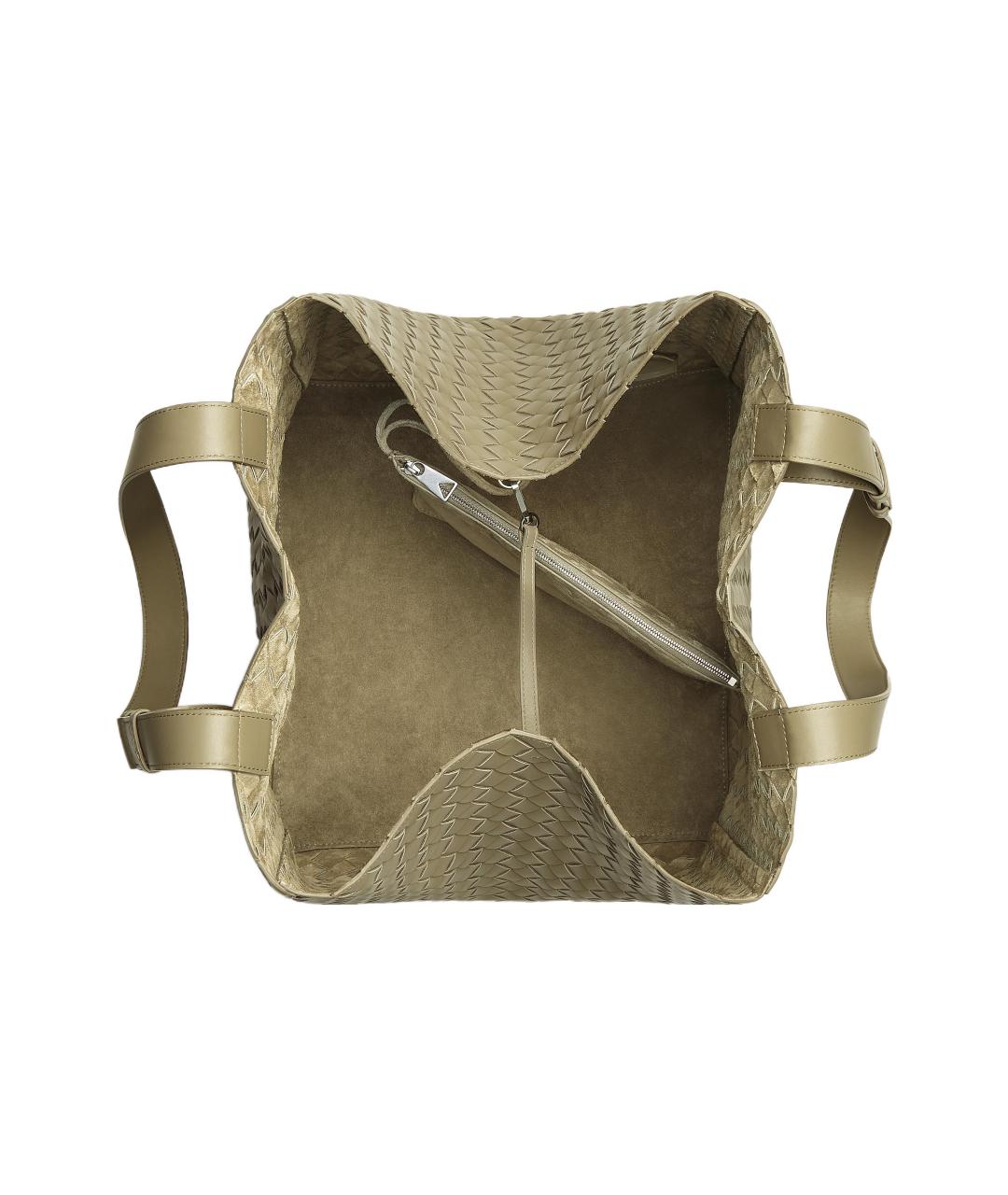 BOTTEGA VENETA Бежевая кожаная сумка на плечо, фото 3