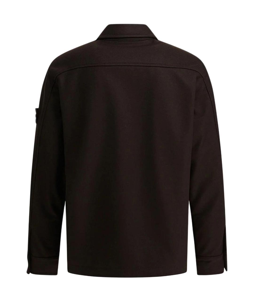 STONE ISLAND Коричневая шерстяная кэжуал рубашка, фото 2