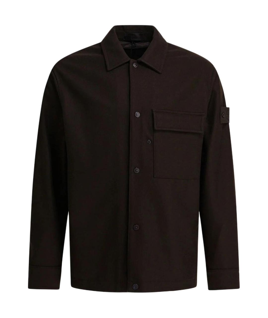 STONE ISLAND Коричневая шерстяная кэжуал рубашка, фото 1