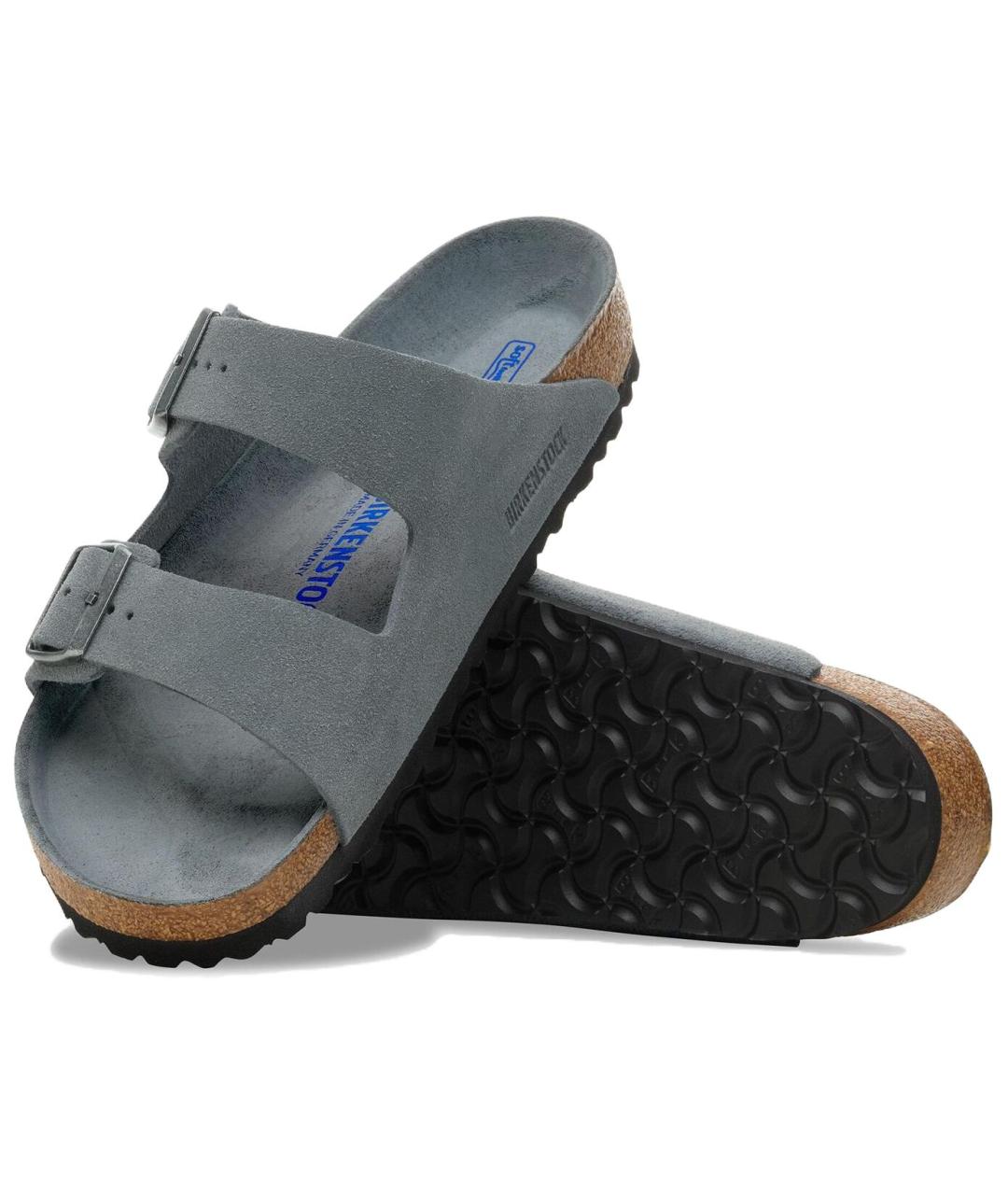 BIRKENSTOCK Серые нубуковые сандалии, фото 5