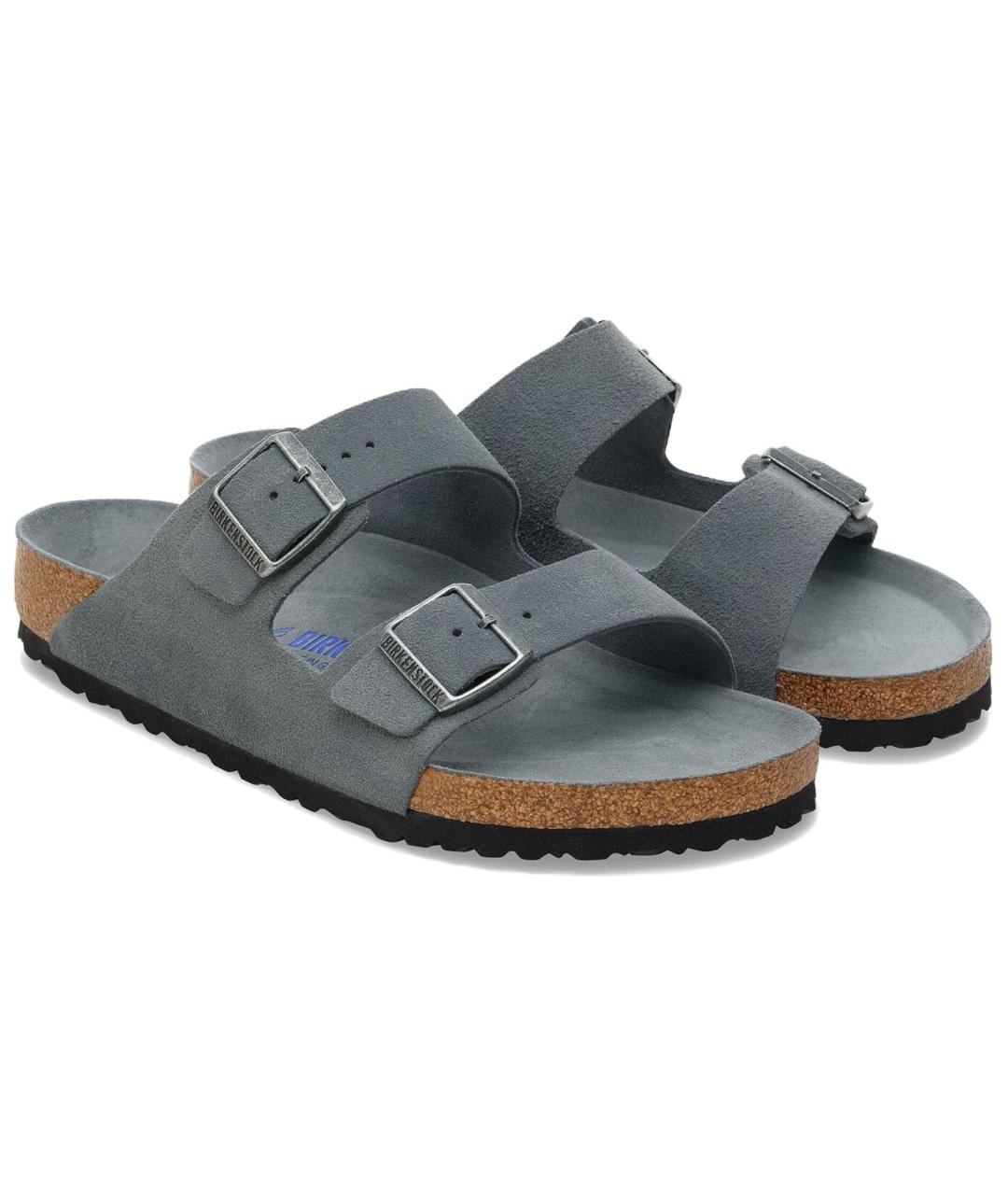 BIRKENSTOCK Серые нубуковые сандалии, фото 3