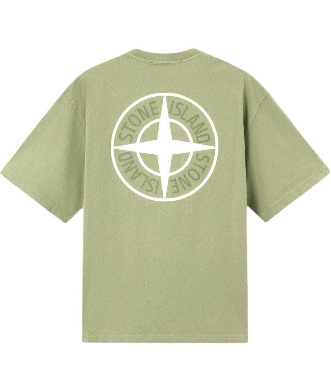 STONE ISLAND Зеленая хлопковая футболка, фото 2