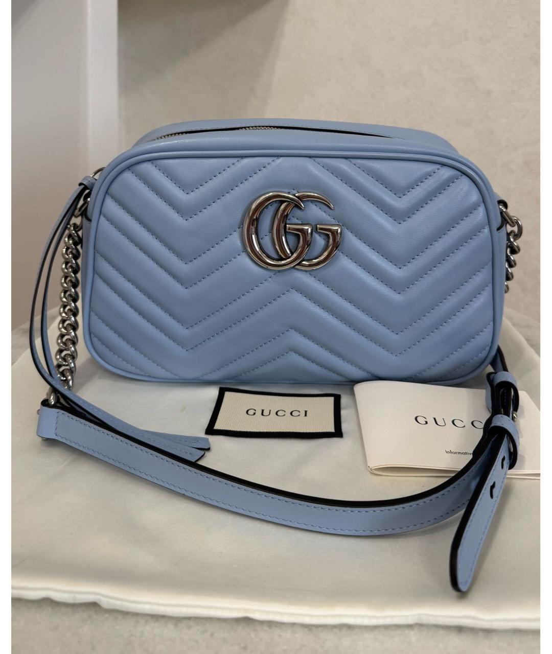 GUCCI Голубая кожаная сумка через плечо, фото 2